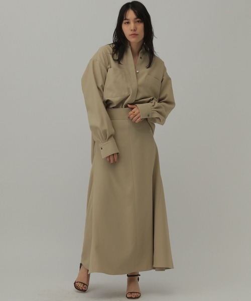 美品 カオス Chaos サンド レーヨン オーバー ロングシャツ 洗える