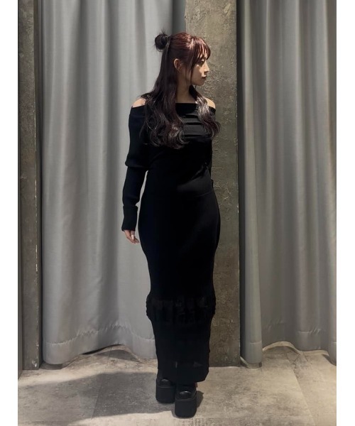 SLY（スライ） ワンピース OFF SHOULDER KNIT OP オフショルダー