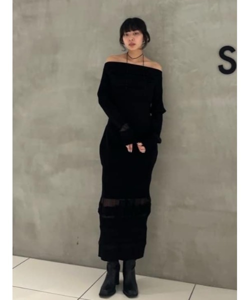 SLY（スライ） ワンピース OFF SHOULDER KNIT OP オフショルダー