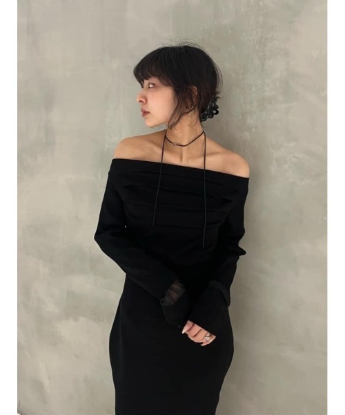 SLY（スライ） ワンピース OFF SHOULDER KNIT OP オフショルダー