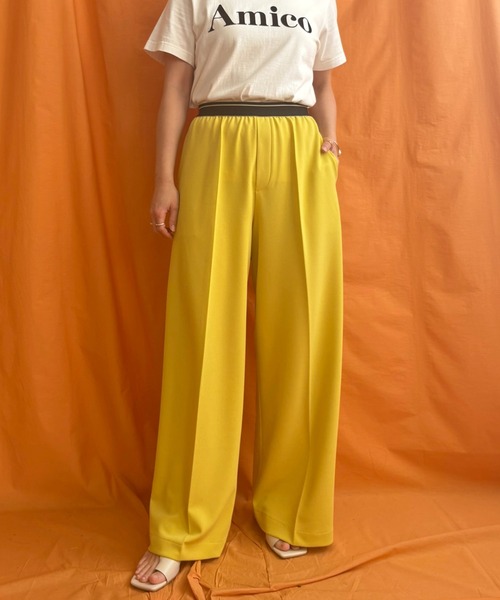 「LHELBIE」 スラックス M イエロー レディース_画像6