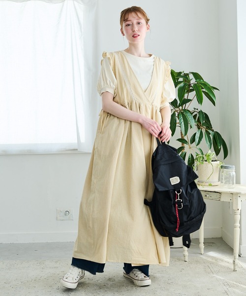 「Crisp」 ノースリーブワンピース FREE イエロー レディース_画像5