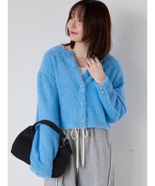 Te chichi TERRASSE カーディガン 金釦フェザーニットカーディガン