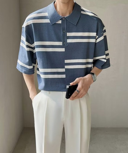 「aimoha」 半袖ポロシャツ LARGE ブラック メンズ_画像6