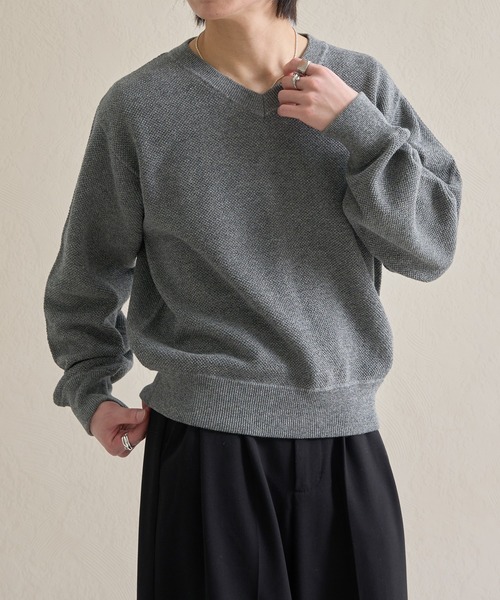 完売！Vネックルーズニット epnok セーター ニット メランジVネックルーズニット メンズ