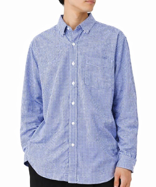 ROUGH TRADE シャツ シアサッカーチェック 長袖シャツ(M1) メンズ