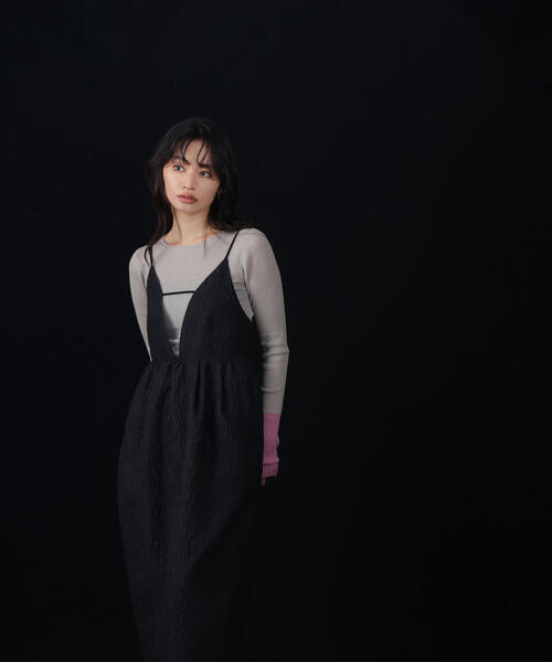 「NATURAL BEAUTY BASIC」 キャミソールワンピース MEDIUM ブラック レディースの画像