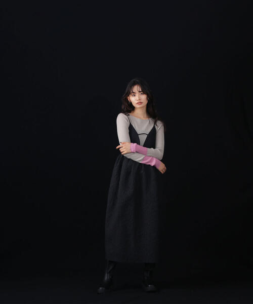 「NATURAL BEAUTY BASIC」 キャミソールワンピース MEDIUM ブラック レディースの画像