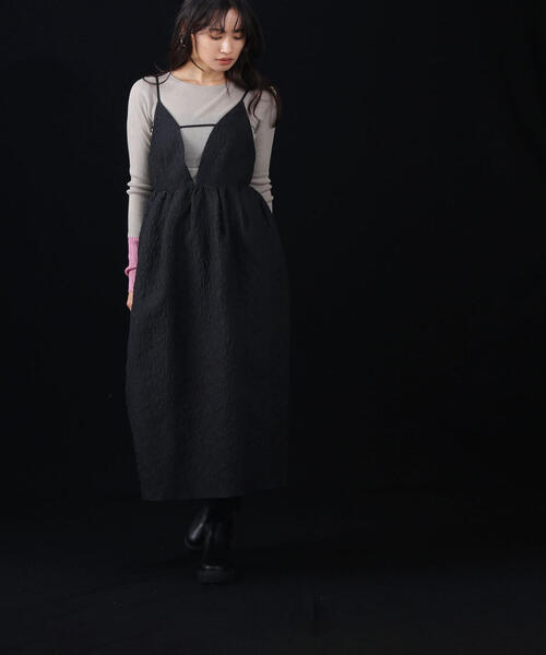 「NATURAL BEAUTY BASIC」 キャミソールワンピース MEDIUM ブラック レディースの画像