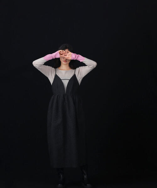 「NATURAL BEAUTY BASIC」 キャミソールワンピース MEDIUM ブラック レディースの画像