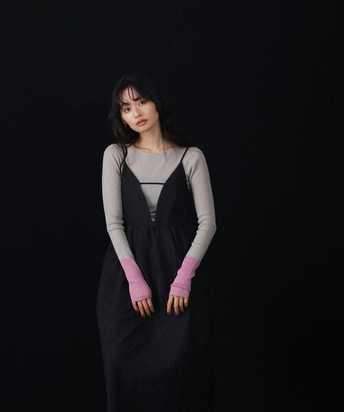 「NATURAL BEAUTY BASIC」 キャミソールワンピース MEDIUM ブラック レディースの画像
