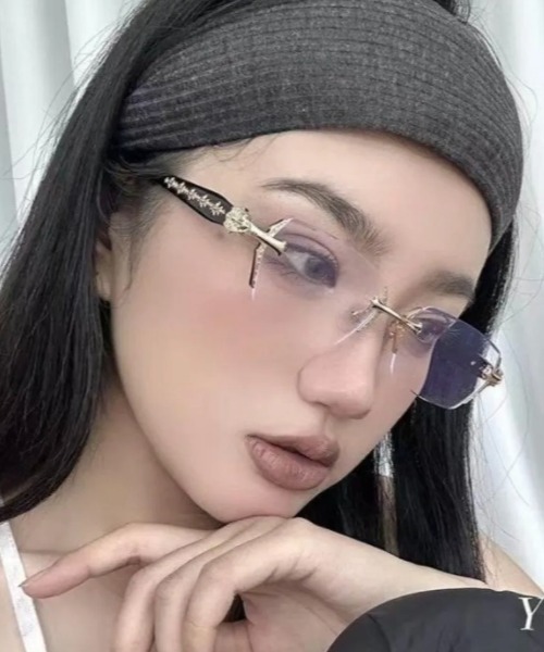 伊達メガネ メガネ 眼鏡 Y2K リムレスメガネ ユニセックス HIPHOP 韓国