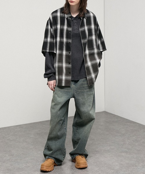 シャツ 「Alfred Alex」Gradient Ombre Check Shirt /グラデーション