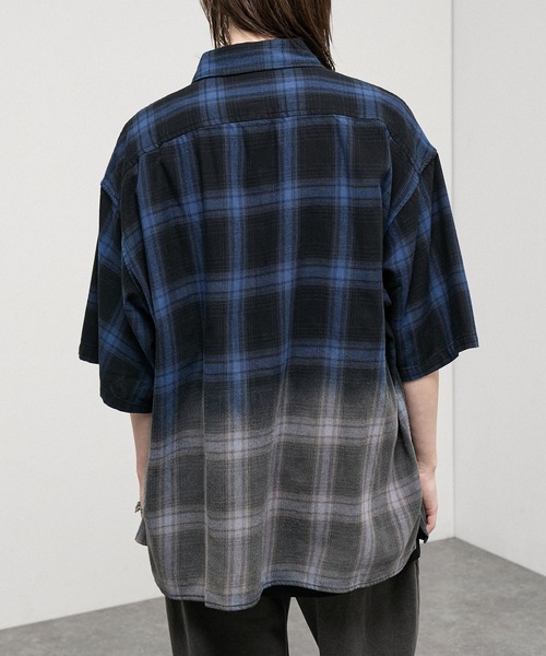 シャツ 「Alfred Alex」Gradient Ombre Check Shirt /グラデーション