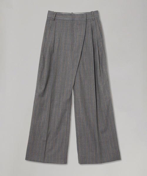 GANNI（ガニー） ワイドパンツ パンツ Brushed Wool Stripe Mid Waist