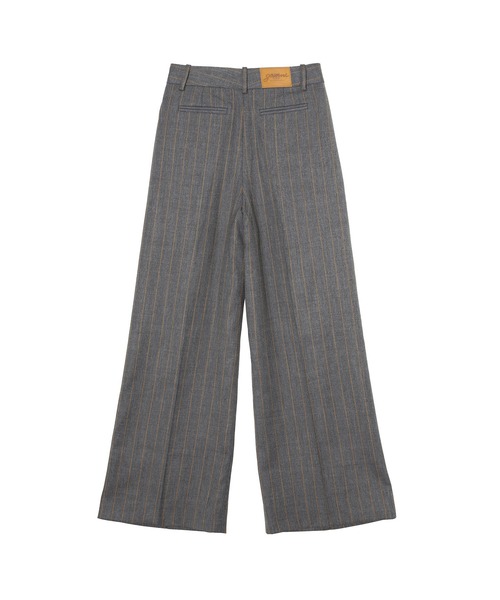 GANNI（ガニー） ワイドパンツ パンツ Brushed Wool Stripe Mid Waist