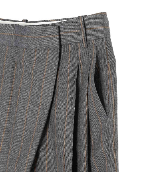GANNI（ガニー） ワイドパンツ パンツ Brushed Wool Stripe Mid Waist