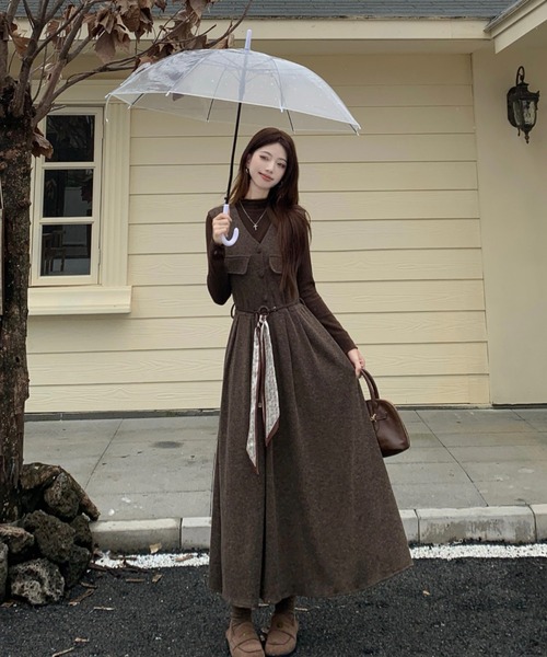 Aelina セットアップ ハーフネックトップス＆ノースリーブワンピース