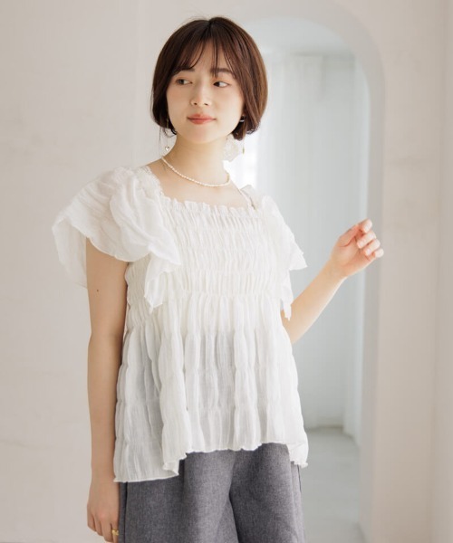 「flower」 ノースリーブブラウス FREE ブルー レディース_画像5