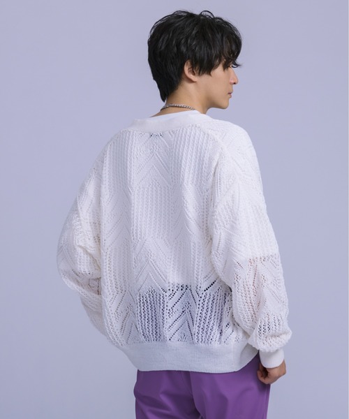 「Ellno Loset」 ニットカーディガン MEDIUM グリーン メンズ_画像3