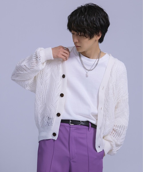 「Ellno Loset」 ニットカーディガン MEDIUM グリーン メンズ_画像6