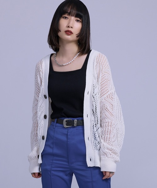 「Ellno Loset」 ニットカーディガン MEDIUM グリーン メンズ_画像8
