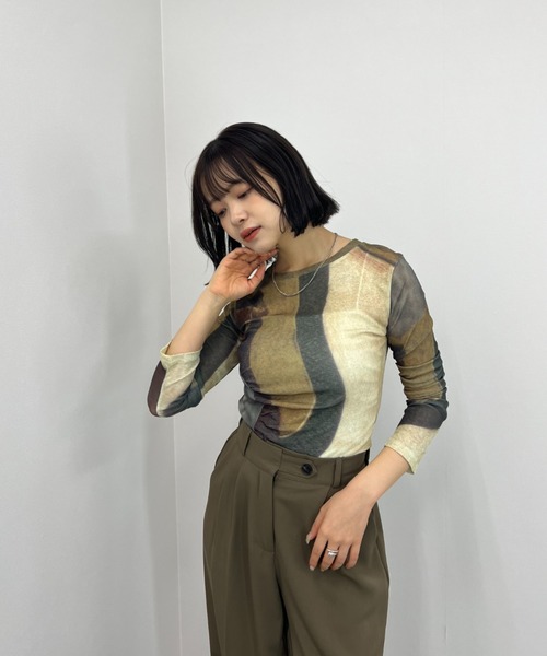 「ISOOK」 長袖カットソー FREE ブラウン レディース_画像5