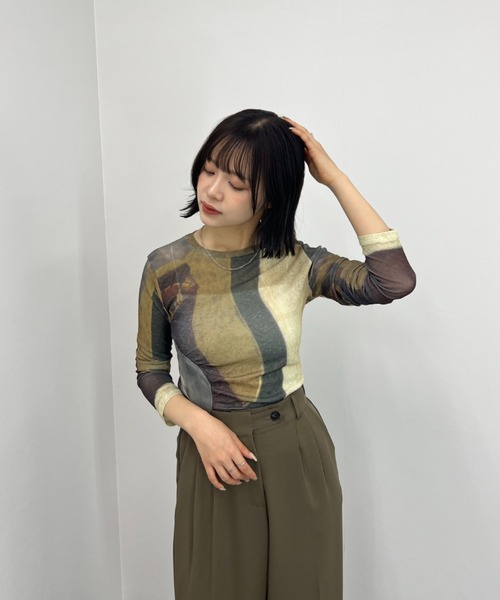 「ISOOK」 長袖カットソー FREE ブラウン レディース_画像9