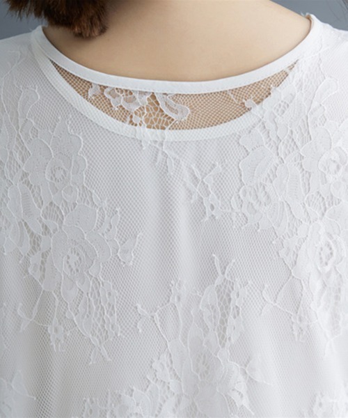 ReRe tシャツ 総レースノースリーブチュニックトップス レディース