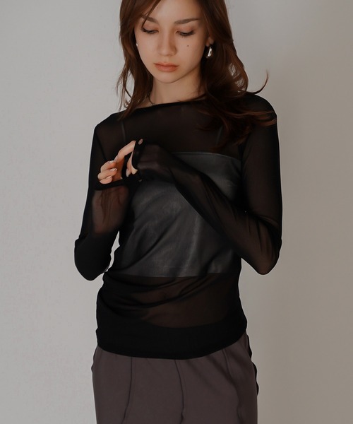 KINO THE KEI tシャツ セカンドスキン シアー アシンメトリー トップス