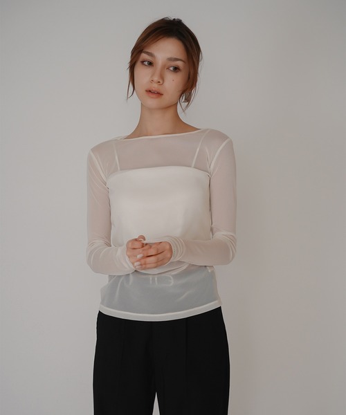 KINO THE KEI tシャツ セカンドスキン シアー アシンメトリー トップス
