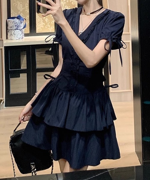 gossip!ロサンゼルス ワンピース 半袖 YUGA ティアードフリル ミニ