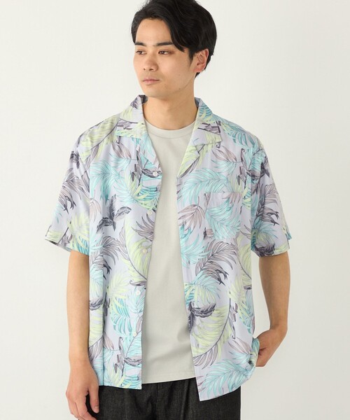 SHIPS アロハシャツ オフ×グリーン　Lサイズ SHIPS Colors（シップスカラーズ） アロハシャツ シャツ SHIPS Colors