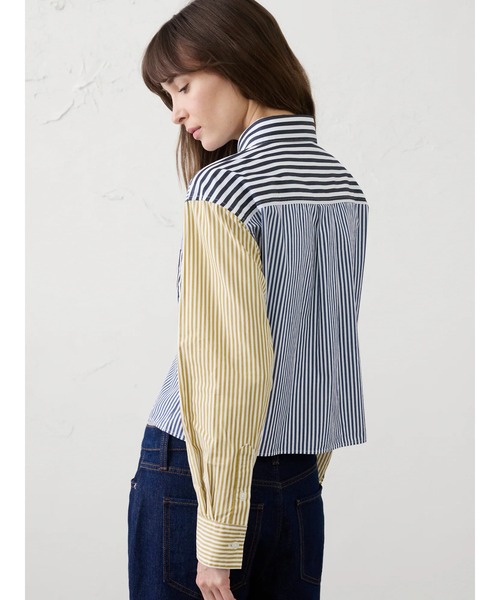 ブラウス シャツ BANANA REPUBLIC FACTORY STORE　　ミックスストライプ クロップドシャツ レディースの画像