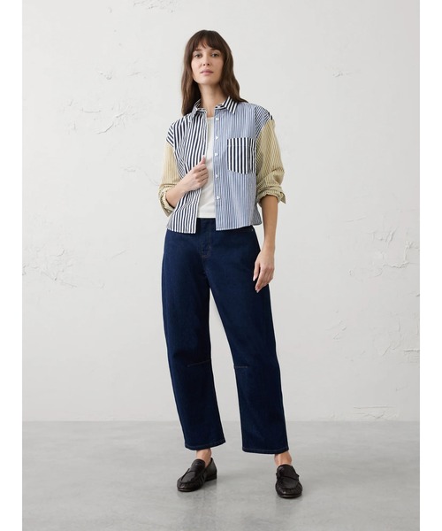 ブラウス シャツ BANANA REPUBLIC FACTORY STORE　　ミックスストライプ クロップドシャツ レディースの画像