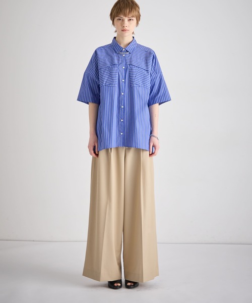 ブラウス シャツ ブロードストライプ柄シャツ レディース_4