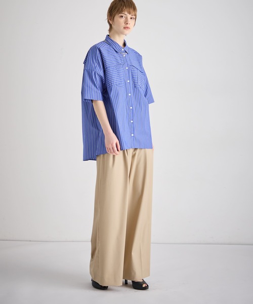 ブラウス シャツ ブロードストライプ柄シャツ レディース_5