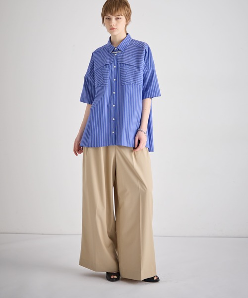 ブラウス シャツ ブロードストライプ柄シャツ レディース_6