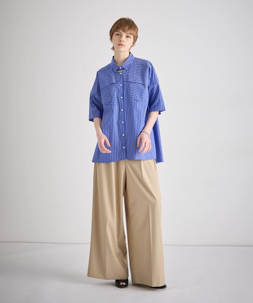 ブラウス シャツ ブロードストライプ柄シャツ レディース_7