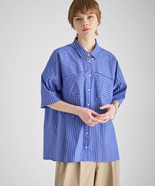 ブラウス シャツ ブロードストライプ柄シャツ レディース_8
