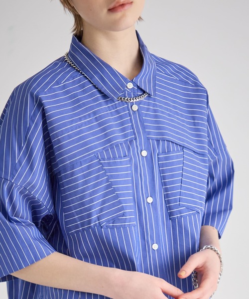 ブラウス シャツ ブロードストライプ柄シャツ レディース_9