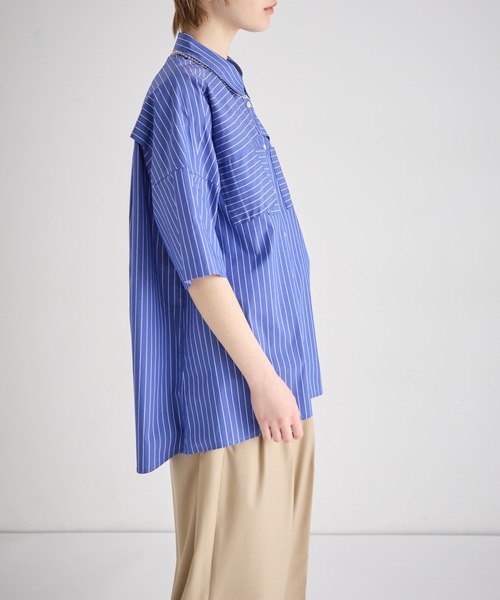 ブラウス シャツ ブロードストライプ柄シャツ レディース_11
