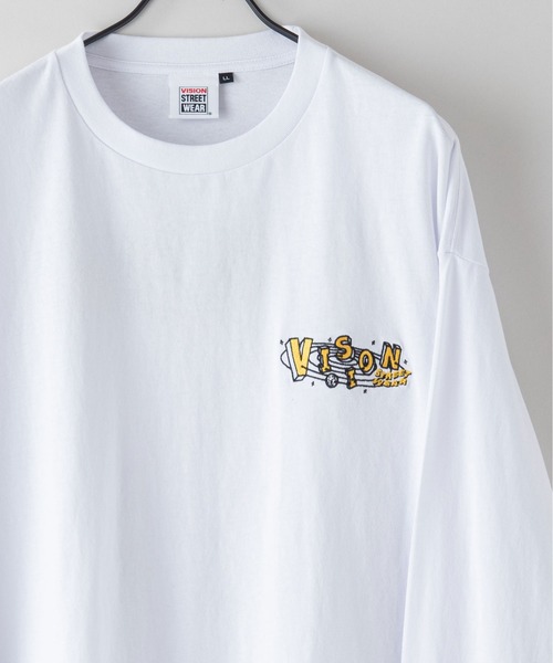 「VISION STREET WEAR」 長袖Tシャツ MEDIUM ライトグレー メンズ_画像3