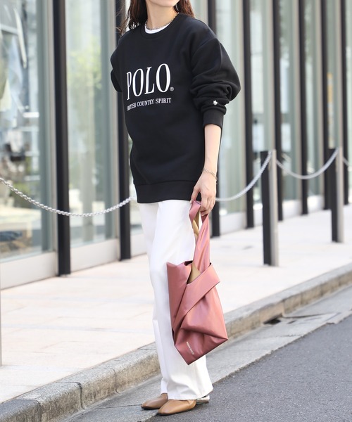 「POLO BCS」 スウェットカットソー M ホワイト レディース_画像4