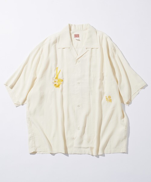 「HINSON」 7分袖シャツ LARGE オリーブ メンズ_画像2