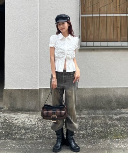 SLY（スライ） ワイドパンツ ジーンズ デニム デニムパンツ L/W STRIPE