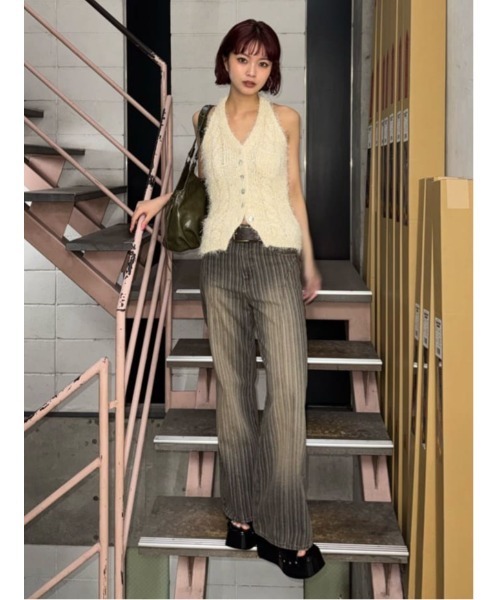 SLY（スライ） ワイドパンツ ジーンズ デニム デニムパンツ L/W STRIPE