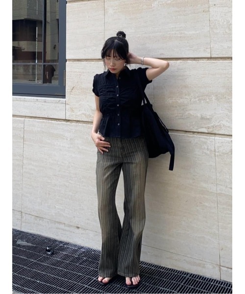 SLY（スライ） ワイドパンツ ジーンズ デニム デニムパンツ L/W STRIPE