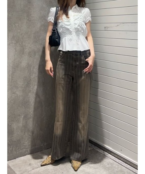 SLY（スライ） ワイドパンツ ジーンズ デニム デニムパンツ L/W STRIPE
