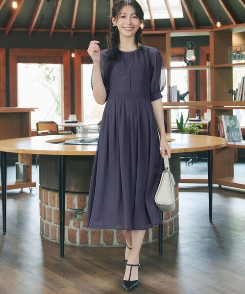 「Tiaclasse」 半袖ワンピース XX-LARGE ネイビー レディース_画像4